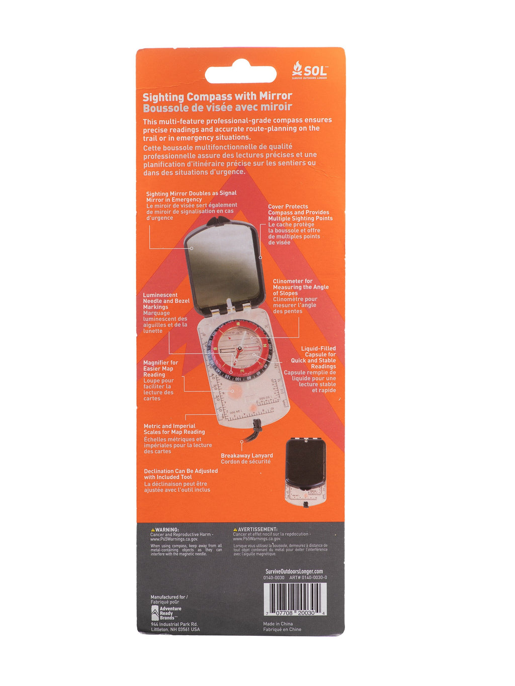 SOL Sighting Compass With Mirror