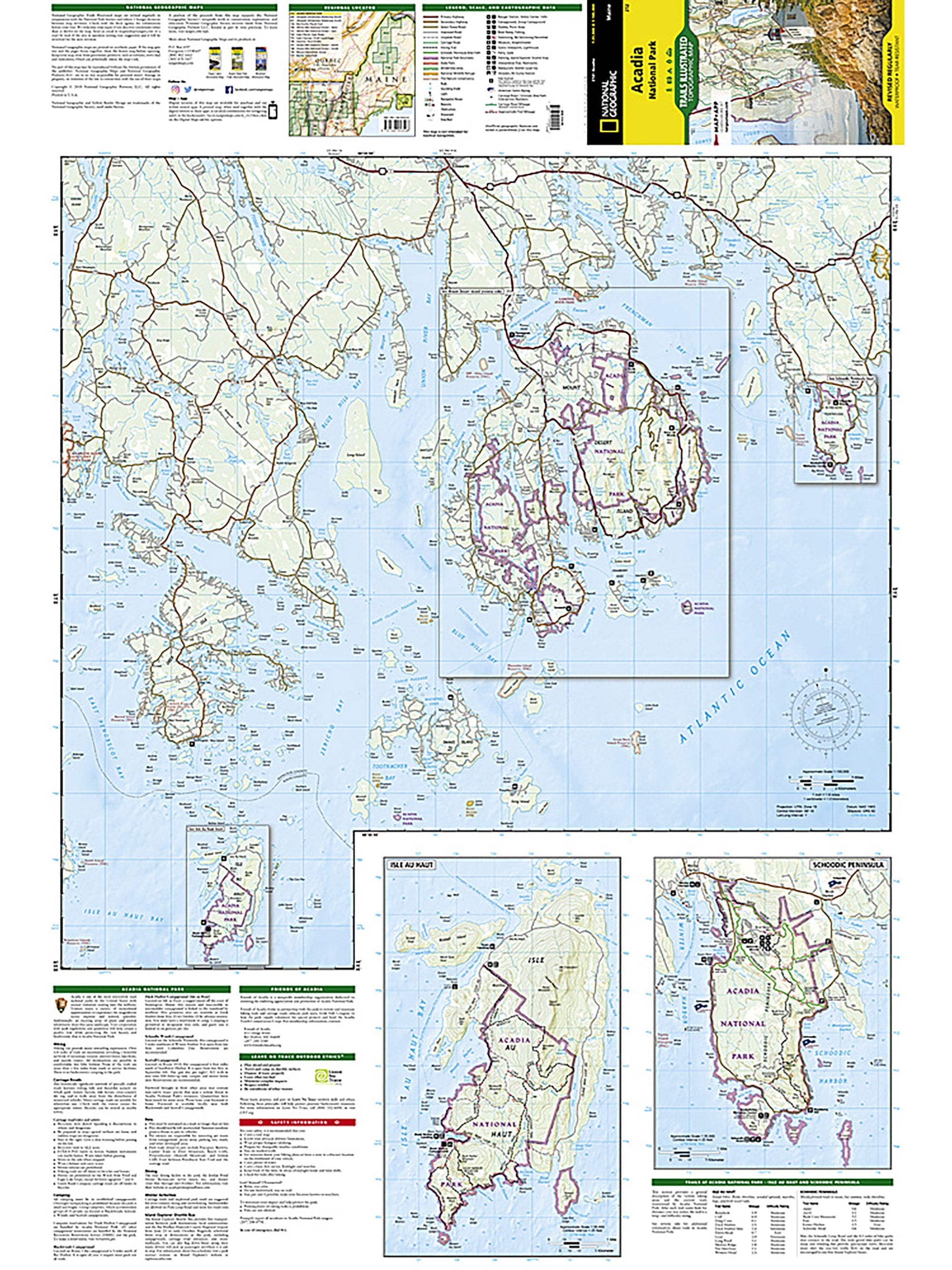 National Geographic Acadia National Park Map