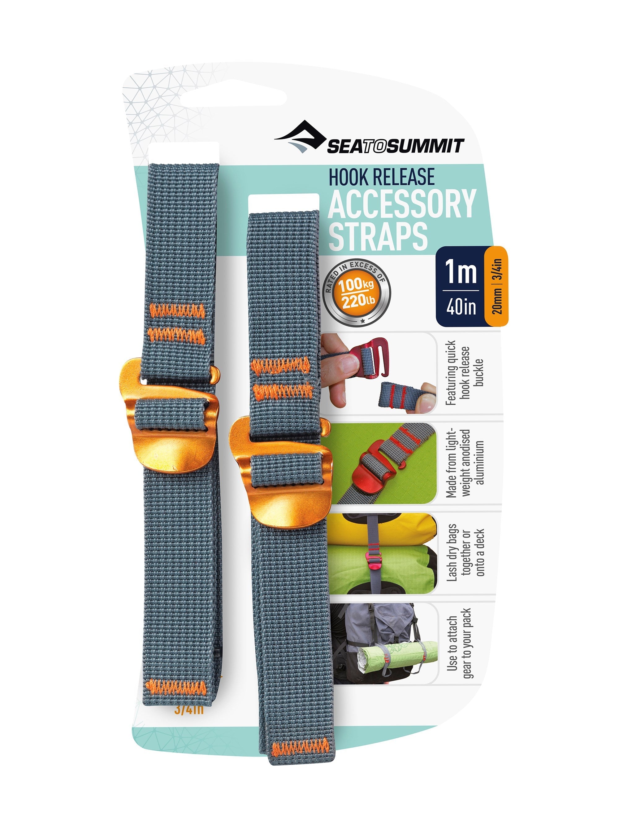 Sea To Summit Accessory Straps with Hook Release (2-straps) - 40in