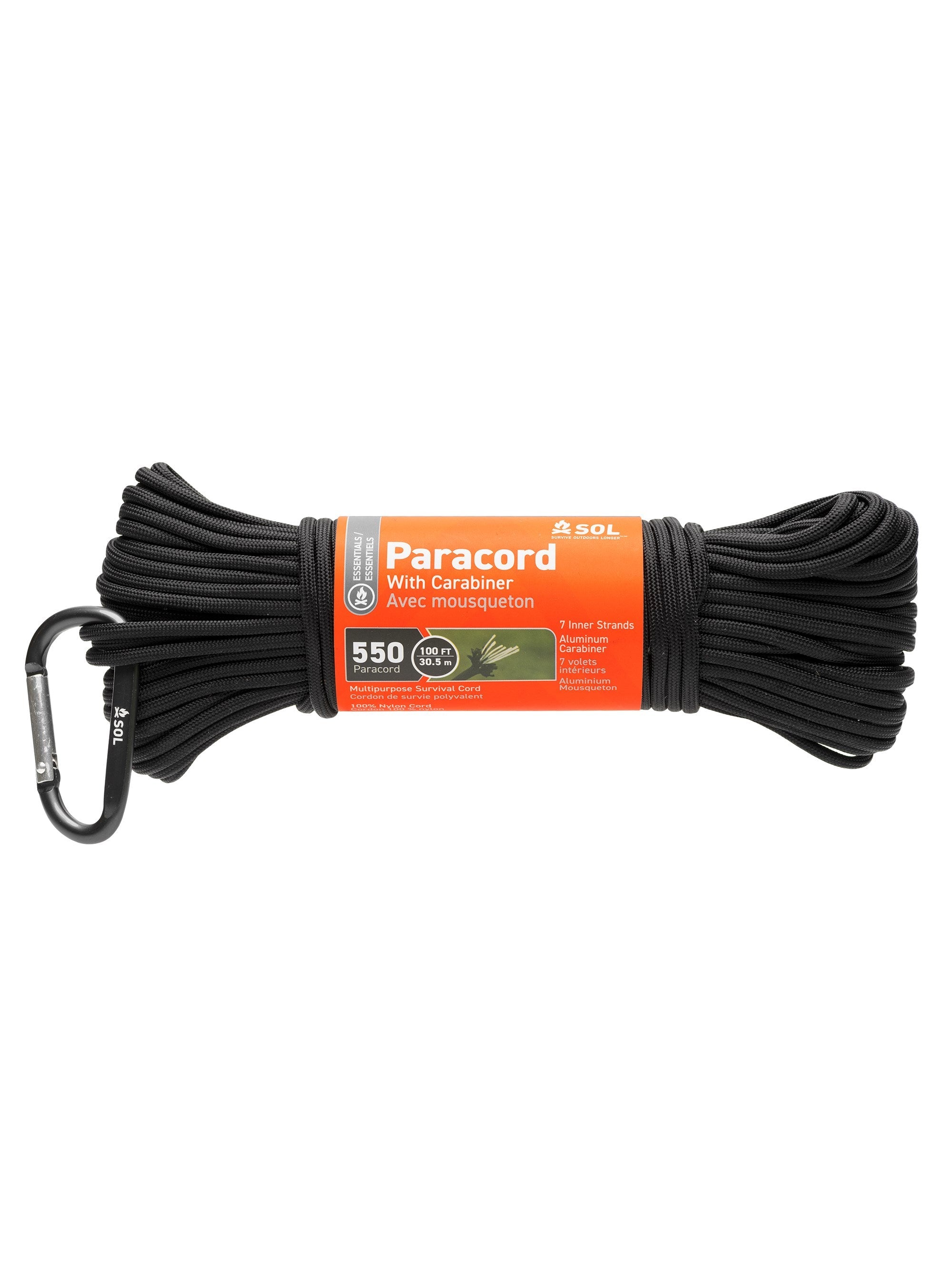 SOL 550 Paracord 100ft with Carabiner