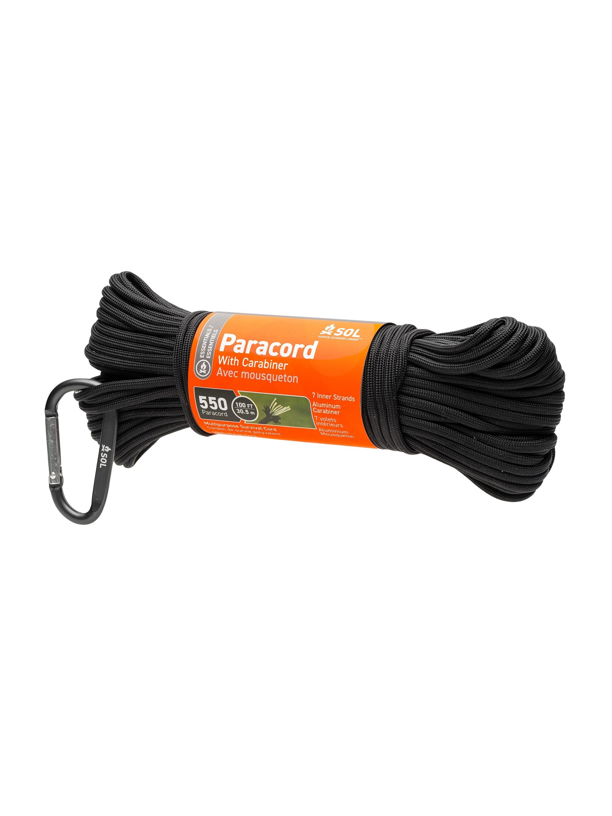 SOL 550 Paracord 100ft with Carabiner