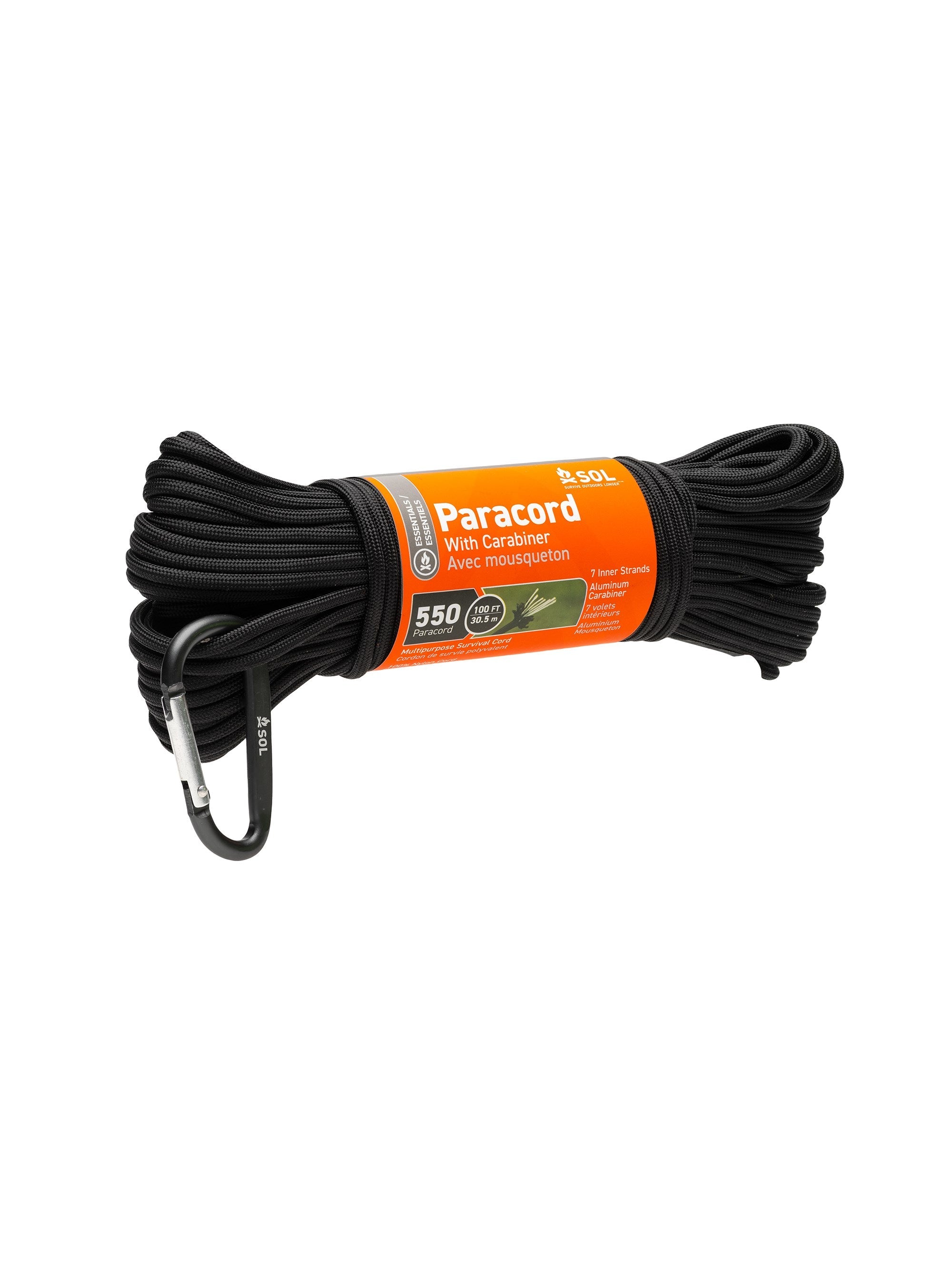 SOL 550 Paracord 100ft with Carabiner