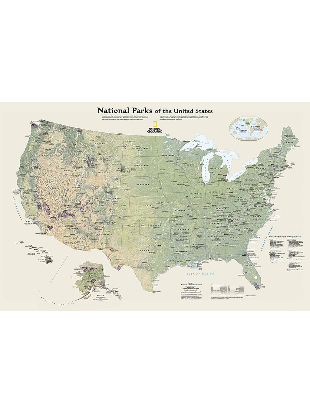 National Geographic National Parks of the United States Map