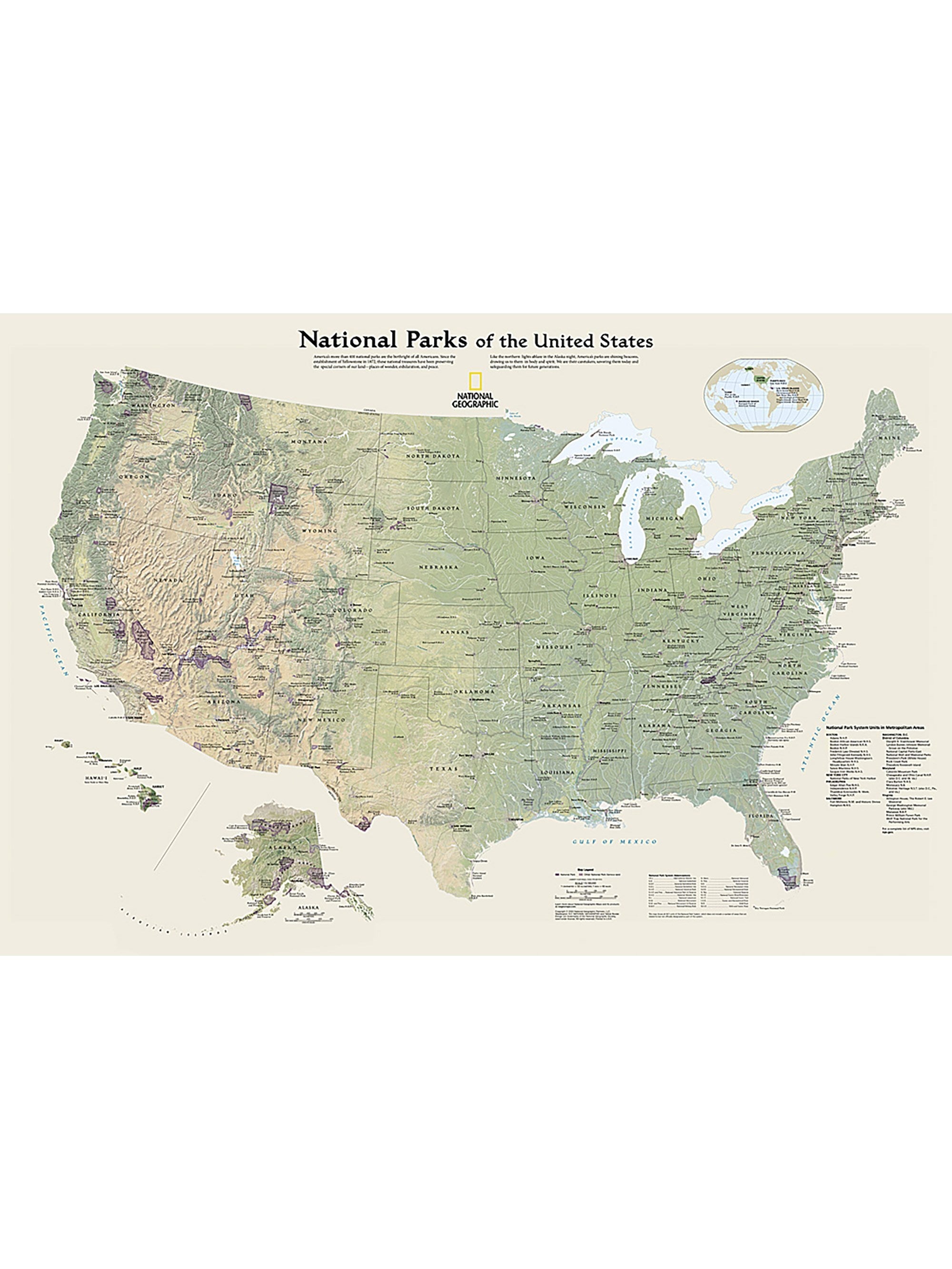National Geographic National Parks of the United States Map