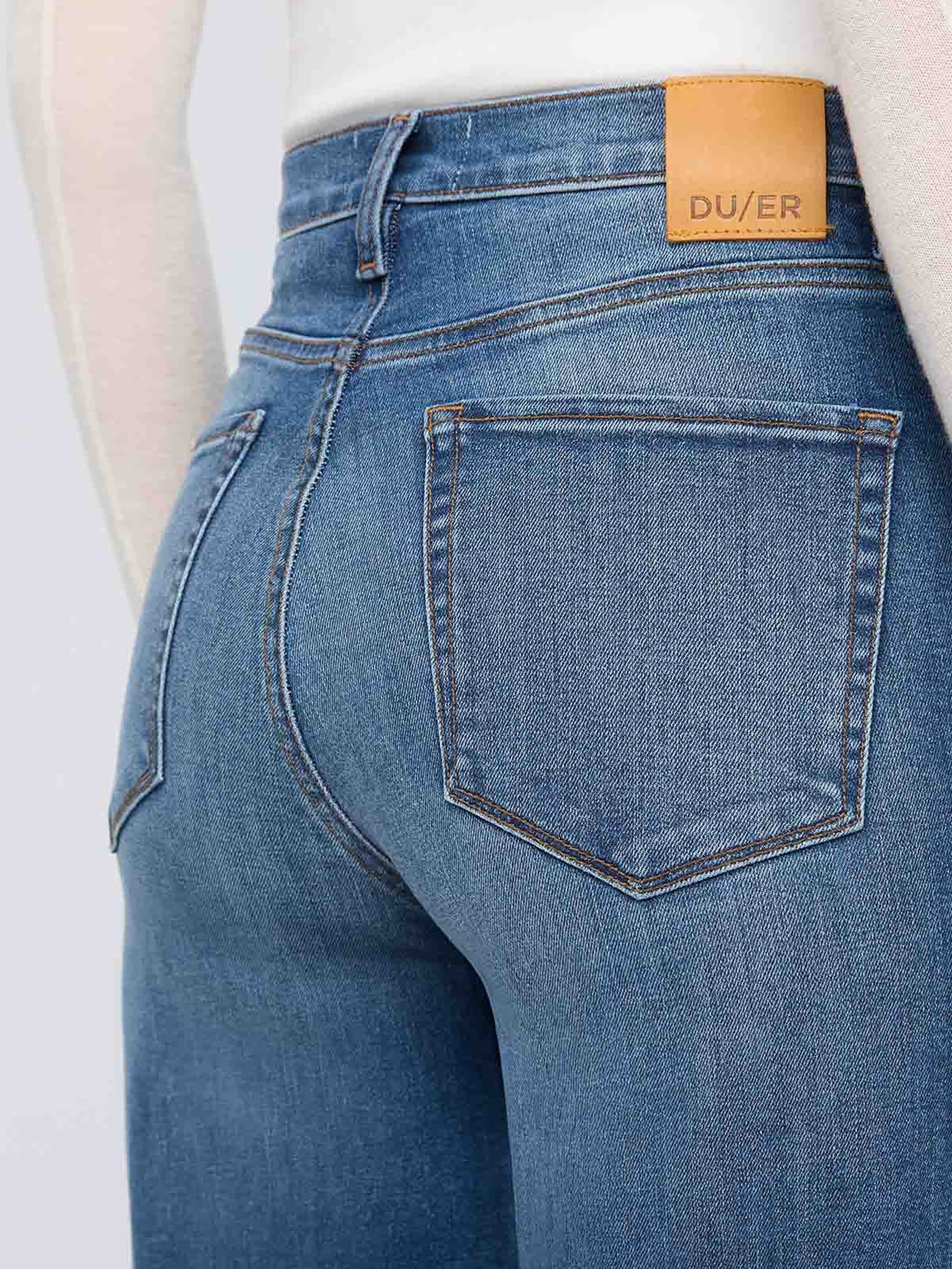 Duer Womens Performance Denim + High Rise Straight Pants