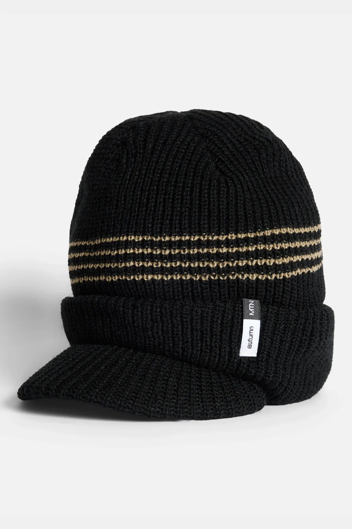 Autumn Visor Beanie – Two-Color Stripe