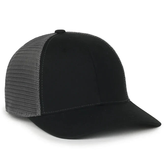 Outdoor Cap FLX672M ProFlex® Stretch Mesh Cap – Structured Pro Round Crown, Premium Cotton Twill, Adjustable Sweatband
