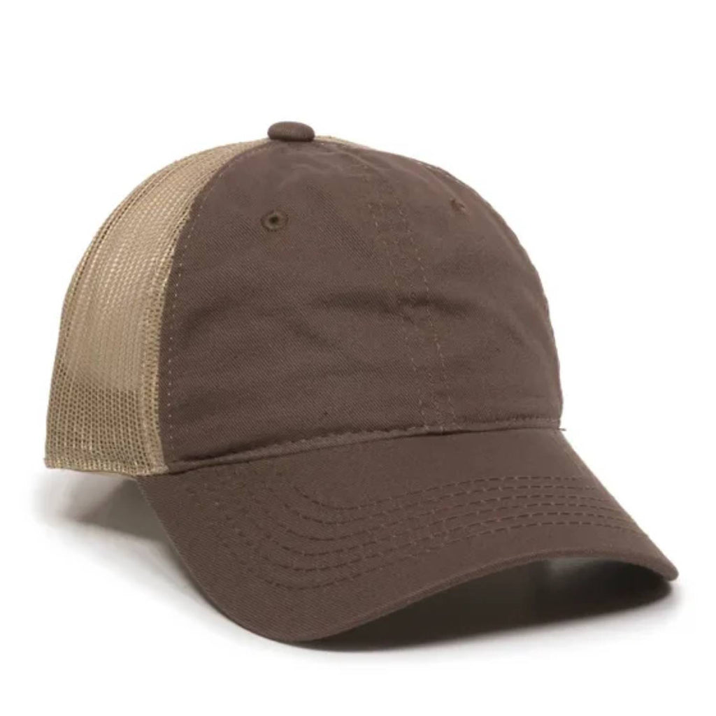 Outdoor Cap FWT-130 Garment Washed Trucker Hat – Unstructured Low Crown, Mesh Back, Adjustable Closure