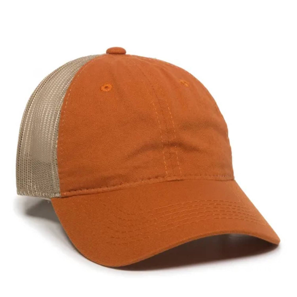 Outdoor Cap FWT-130 Garment Washed Trucker Hat – Unstructured Low Crown, Mesh Back, Adjustable Closure