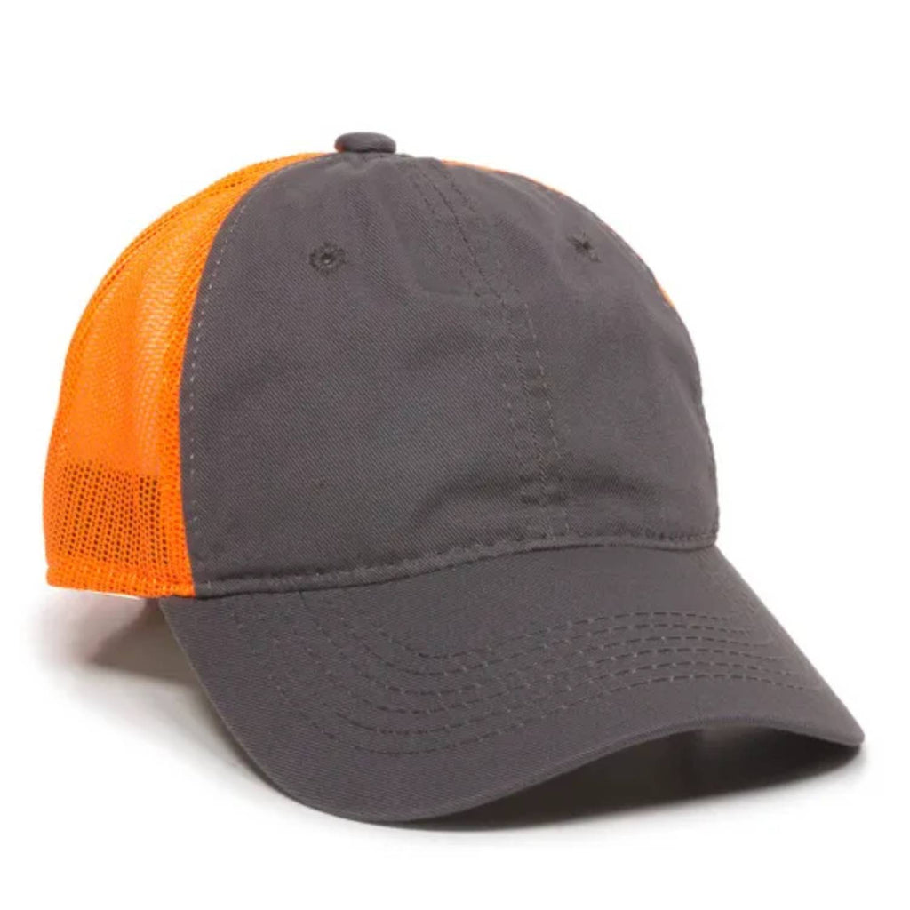 Outdoor Cap FWT-130 Garment Washed Trucker Hat – Unstructured Low Crown, Mesh Back, Adjustable Closure