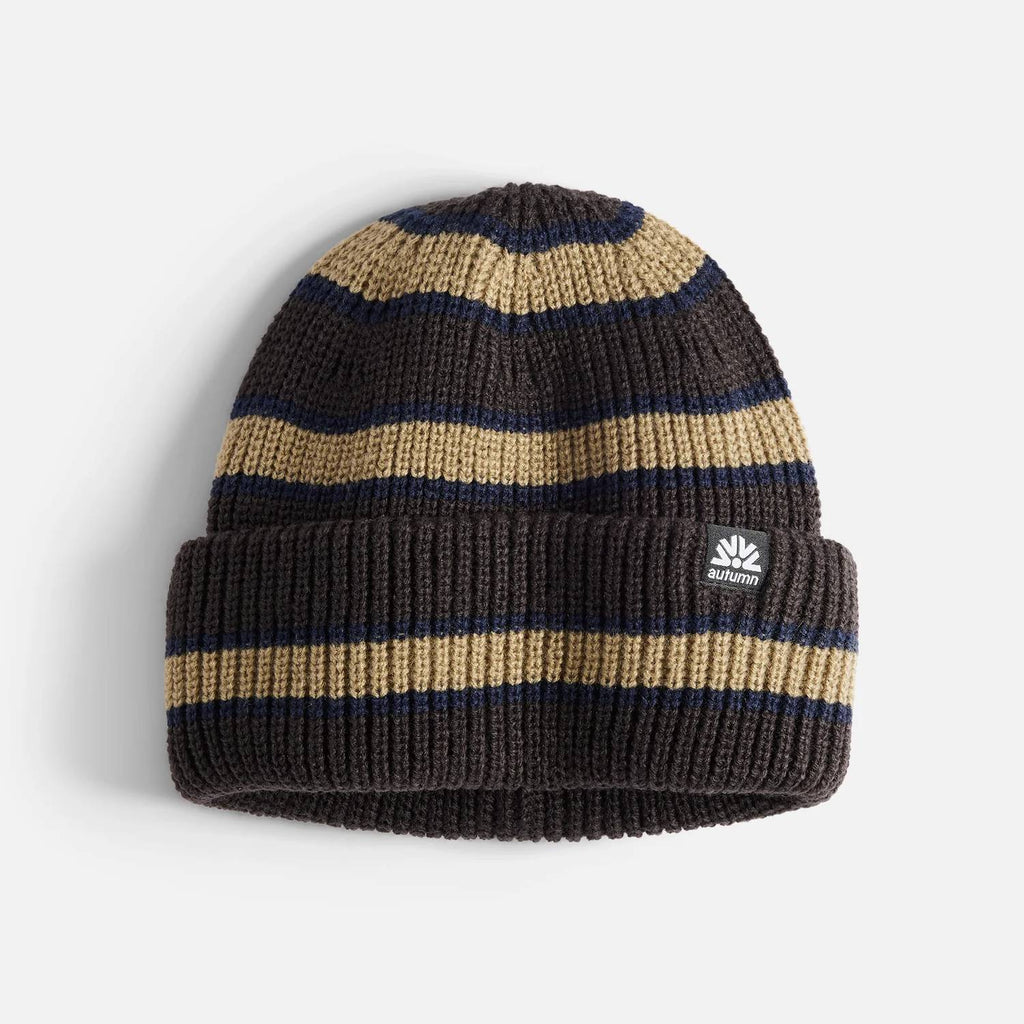 Autumn Slacker Beanie – Three-Color Stripe