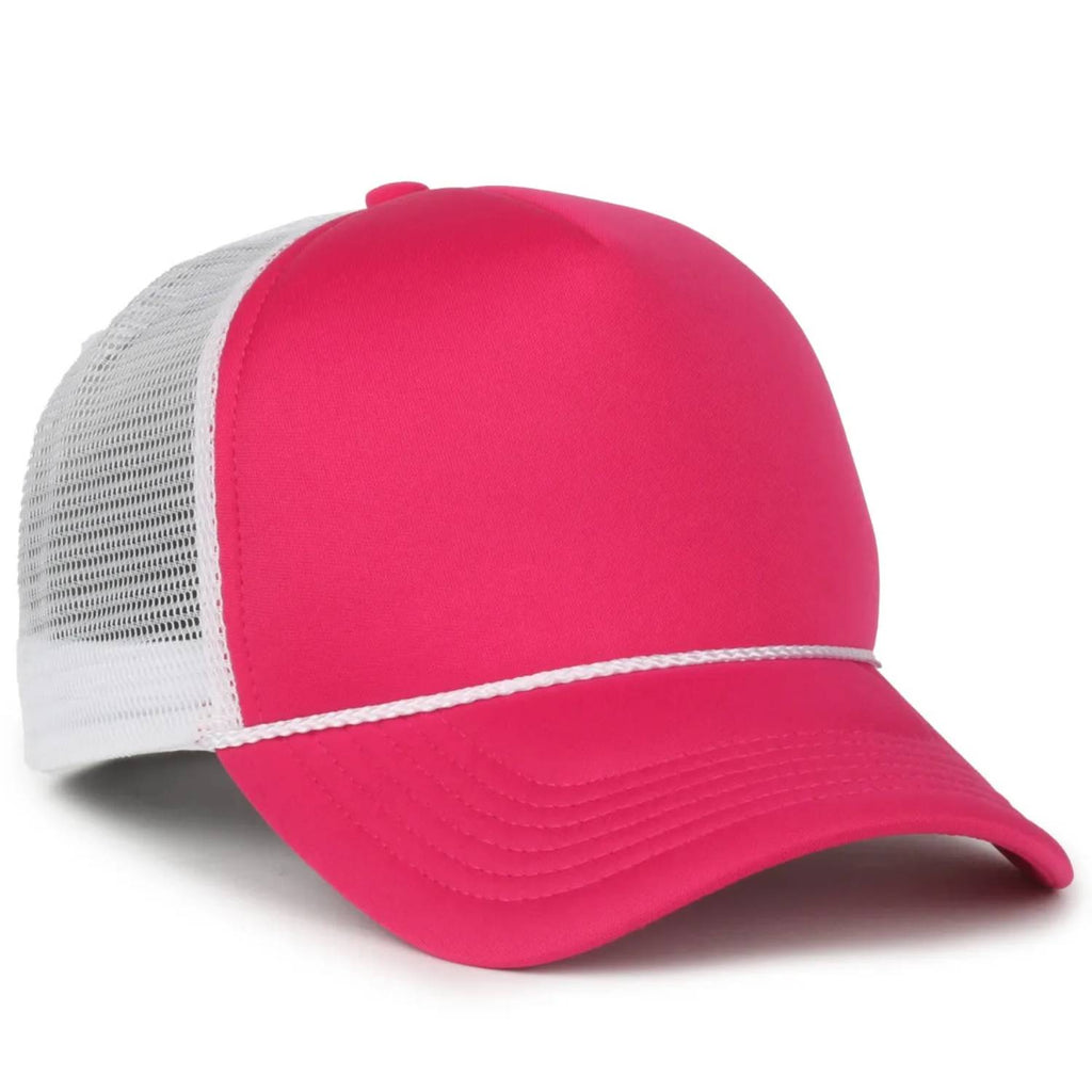 Outdoor Cap Foam 5-Panel Trucker Hat – High Profile Foam Front & Mesh Back with Cord Accent