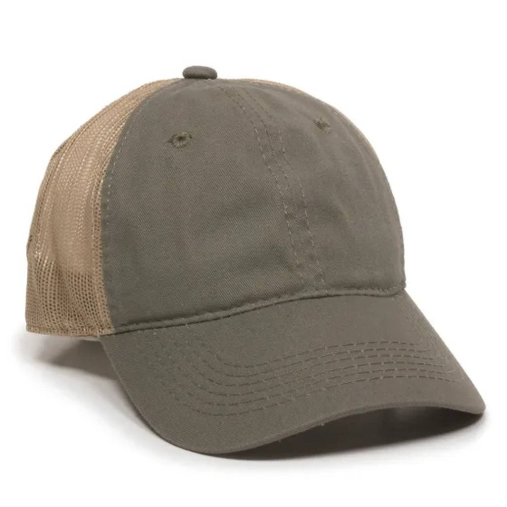 Outdoor Cap FWT-130 Garment Washed Trucker Hat – Unstructured Low Crown, Mesh Back, Adjustable Closure
