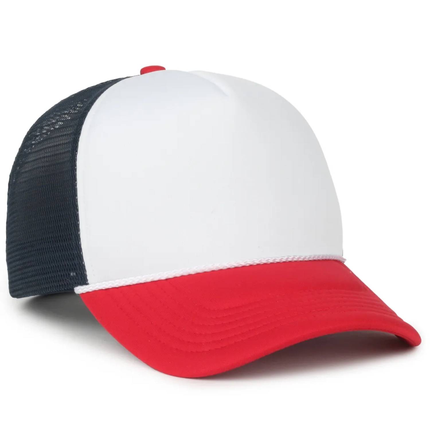 Outdoor Cap Foam 5-Panel Trucker Hat – High Profile Foam Front & Mesh Back with Cord Accent