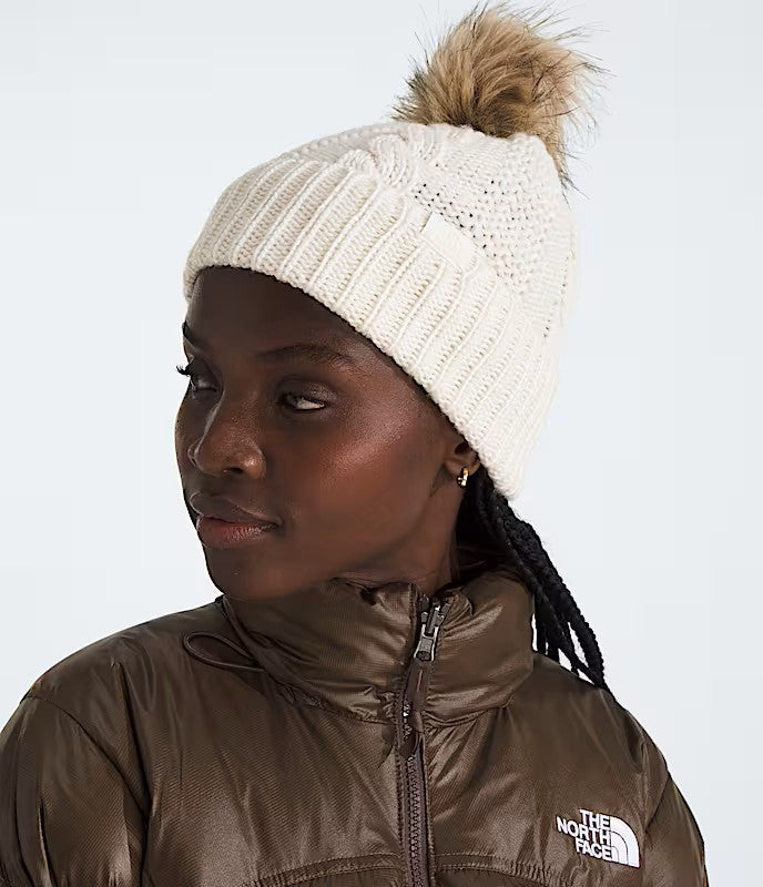 The North Face Oh Mega Fur Pom Beanie | Cozy Chunky Knit Hat with Faux Fur Pom